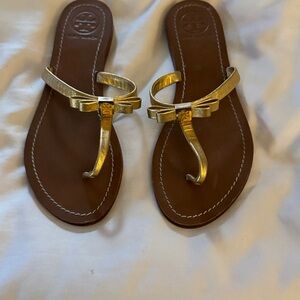 Tory Burch Gold Bow Sandals